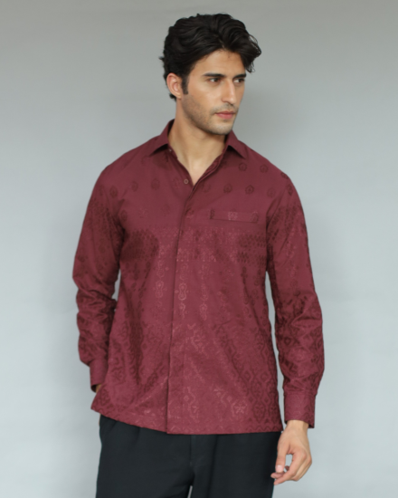 Men Embroidery Shirt Blush