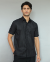 Men Embroidery Short Sleeve Black