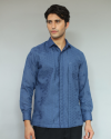 Men Embroidery Shirt Navy Blue