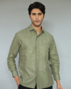 Men Embroidery Shirt Deep Green