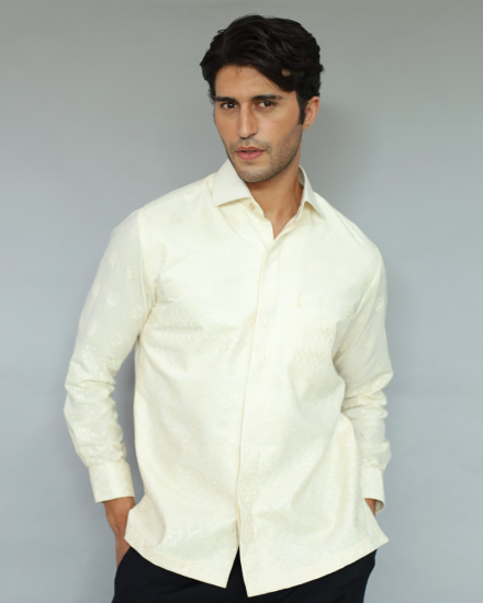 Men Embroidery Shirt Olive